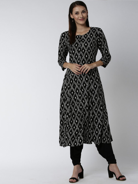 

Soch Women Black & White Printed Straight Kurta