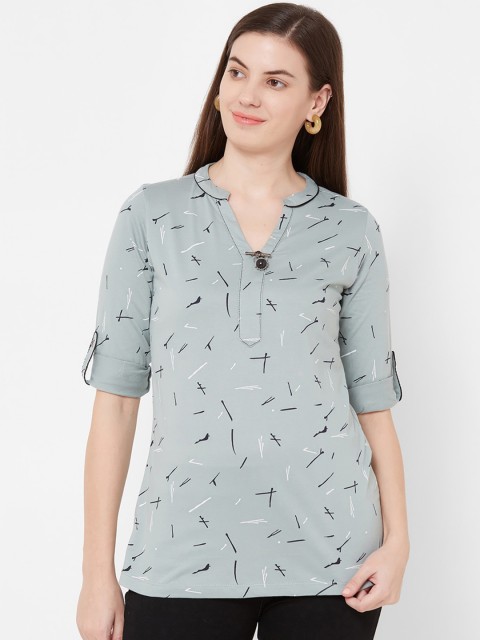 

Juliet Women Grey Printed Pure Cotton Top