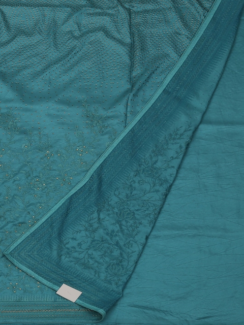 

Pothys Blue Embroidered Poly Georgette Saree