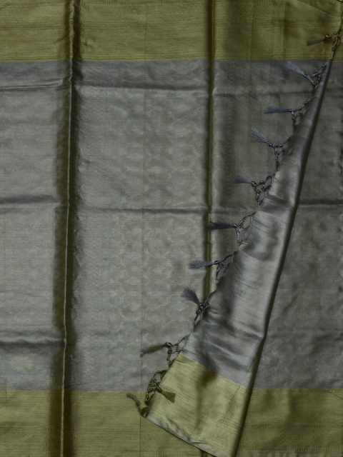 

Pothys Charcoal Grey & Antique Gold Tissue Woven Design Saree
