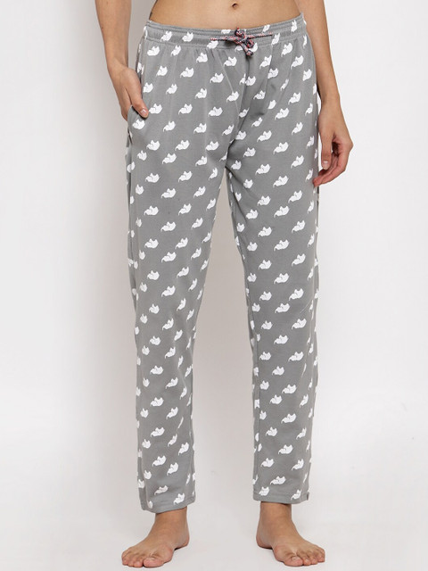 

TAG 7 Women Grey & White Printed Lounge Pants