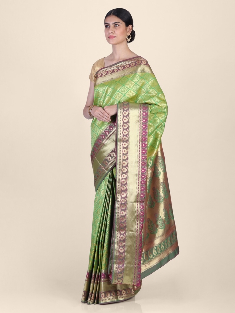 

Hastakala Green & Purple Brocade Woven Design Kanjeevaram Saree