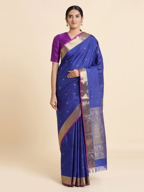 

Taneira Blue Pure Silk Woven Design Kanjeevaram Saree