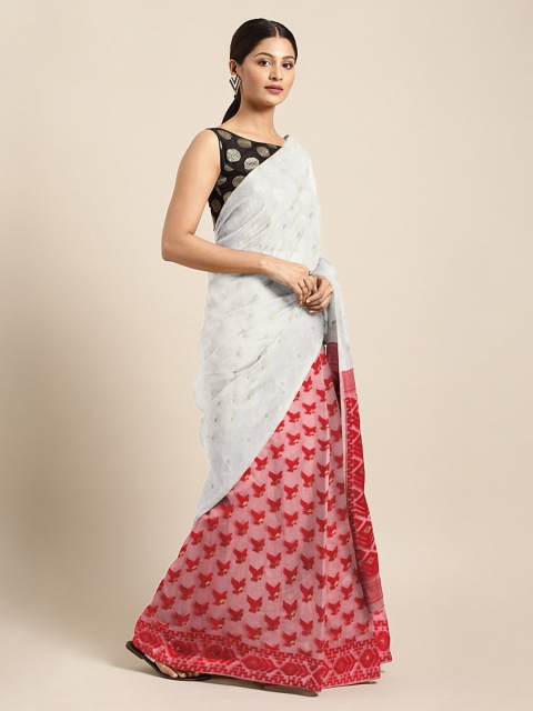 

Mitera White & Red Woven Design Jamdani Saree
