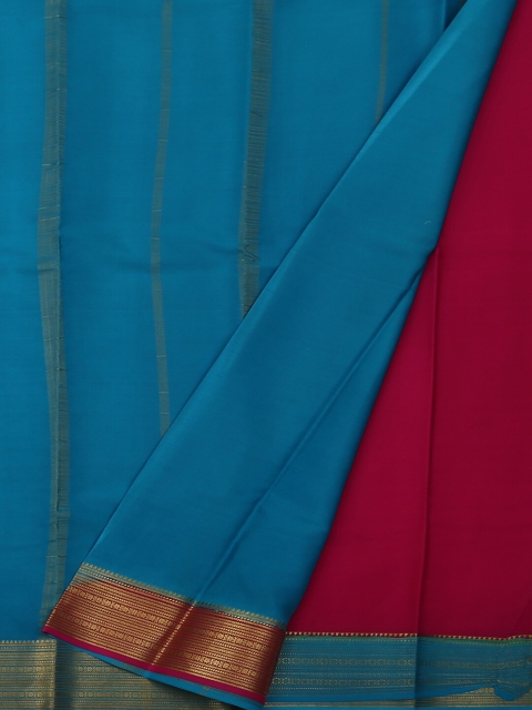 

Pothys Magenta & Blue Pure Silk Solid Saree