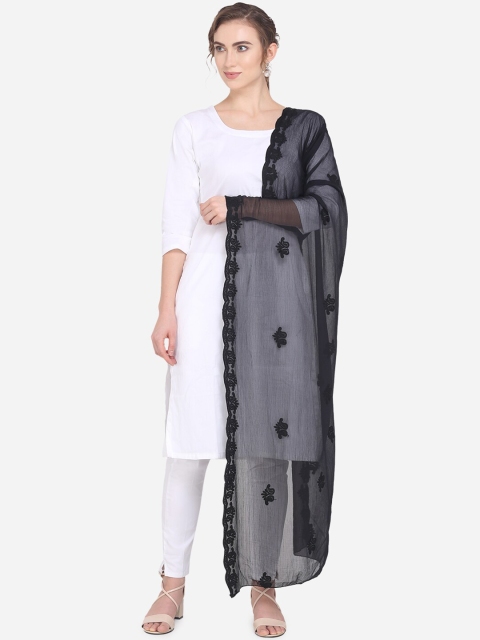 

mf Black Embroidered Dupatta