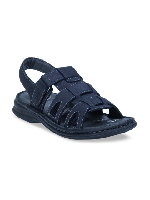 

VON WELLX GERMANY Men Navy Blue Leather Comfort Sandals