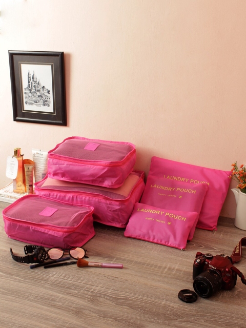 

Cortina Set of 6 Pink & Yellow Printed Laundry Pouches
