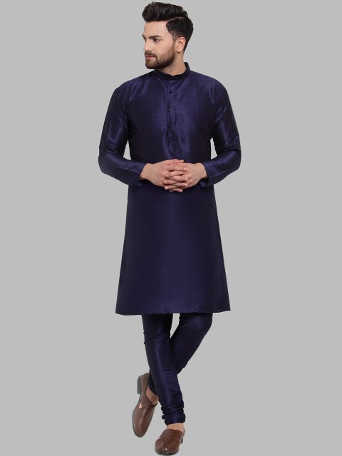 

Jompers Men Navy Blue Solid Kurta with Churidar
