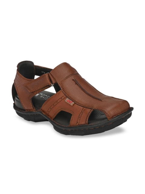 

Hitz Men Tan Brown Leather Comfort Sandals