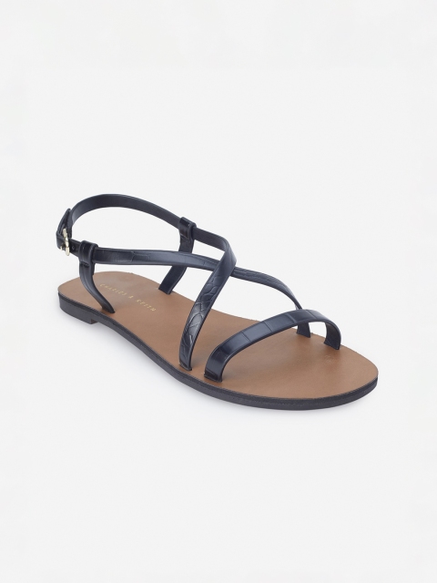 

CHARLES & KEITH Women Black Solid Open Toe Flats