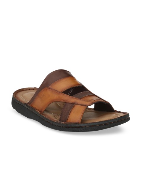 

Hitz Men Tan Brown Solid Leather Comfort Sandals