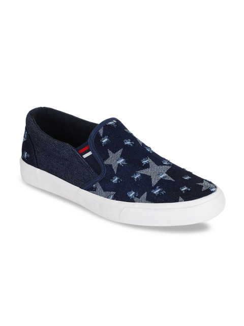 

REFOAM Men Navy Blue Woven Design Slip-On Sneakers