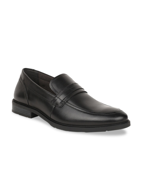 

Hush Puppies Men Black Solid Leather Formal Loafers