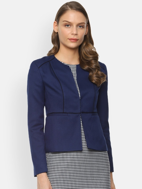 

Van Heusen Woman Navy Blue Solid Single-Breasted Blazer