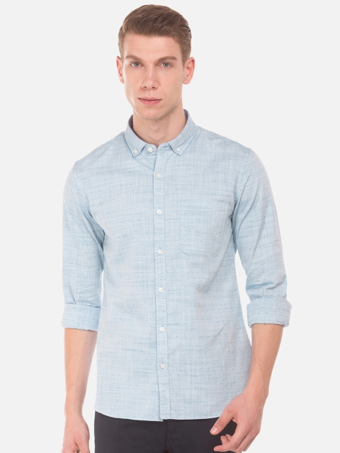 

Ruggers Men Blue Regular Fit Self Design Casual Shirt