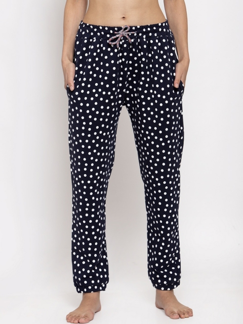 

TAG 7 Women Navy Blue & White Printed Lounge Pants