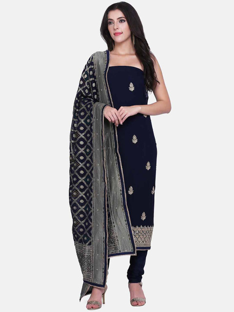 

BOMBAY SELECTIONS Blue Poly Georgette Unstitched Dress Material