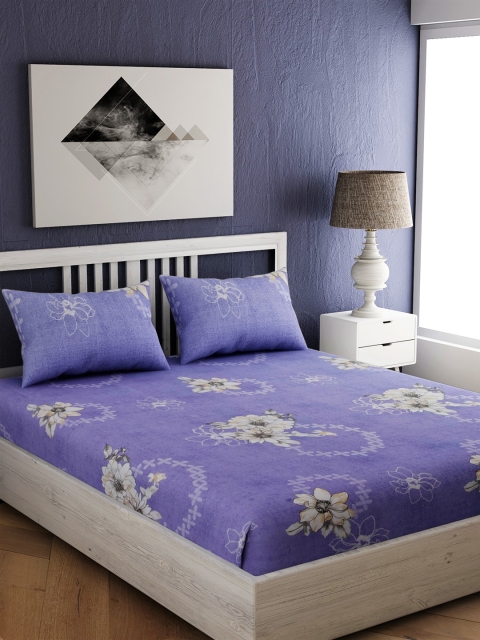 

EverHOME Multicoloured Floral 144 TC Cotton 1 King Bedsheet with 2 Pillow Covers, Multi