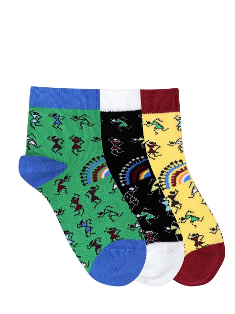 

Mustang Unisex Kids Pack Of 3 Patterned Ankle-Length Socks, Green