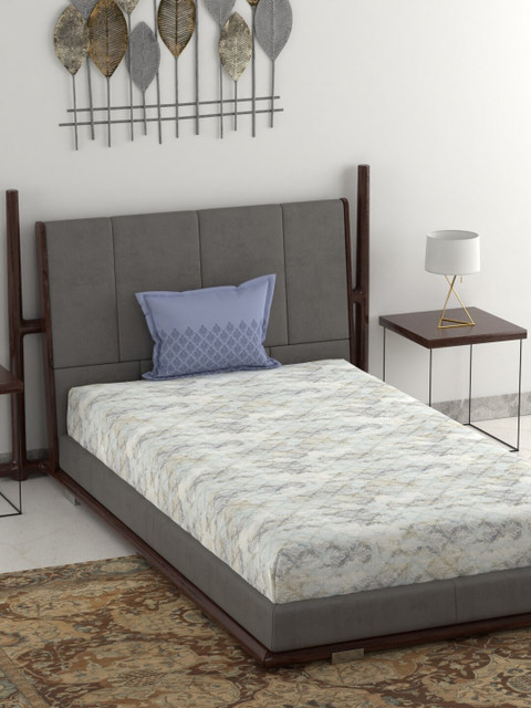 

Trident Blue Abstract 144 TC Cotton 1 Single Bedsheet with 1 Pillow Covers