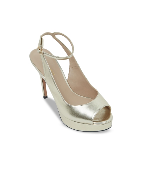 

CHARLES & KEITH Women Gold-Toned Solid Peep Toes