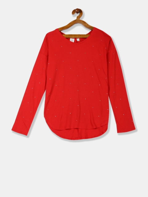 

GAP Girls Red Long Sleeve High Low Tee