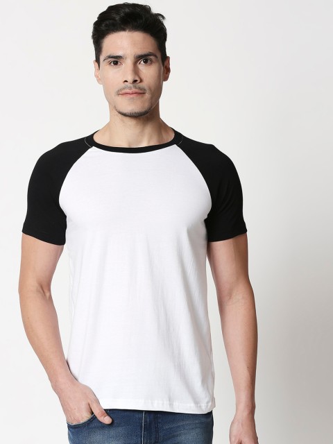 

Bewakoof Men White Colourblocked Round Neck T-shirt
