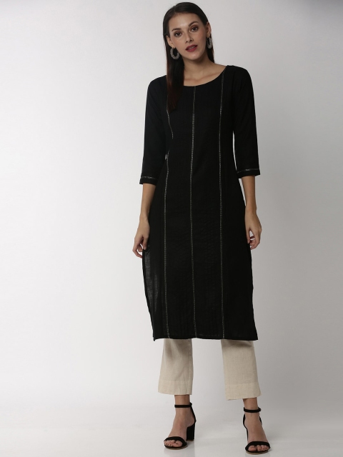 

Soch Women Black Striped A-Line Kurta
