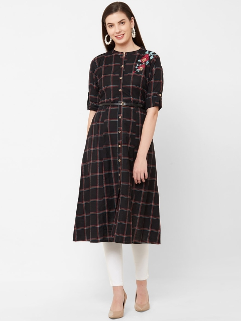 

Juliet Women Black Checked A-Line Kurta