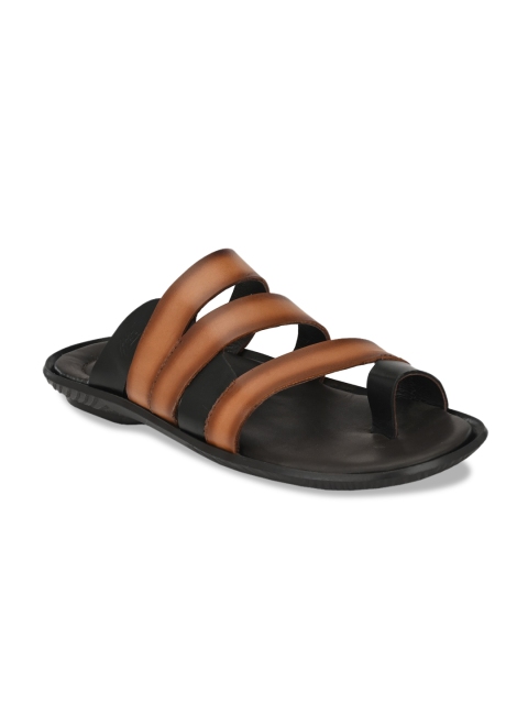 

Hitz Men Tan Brown Leather Comfort Sandals