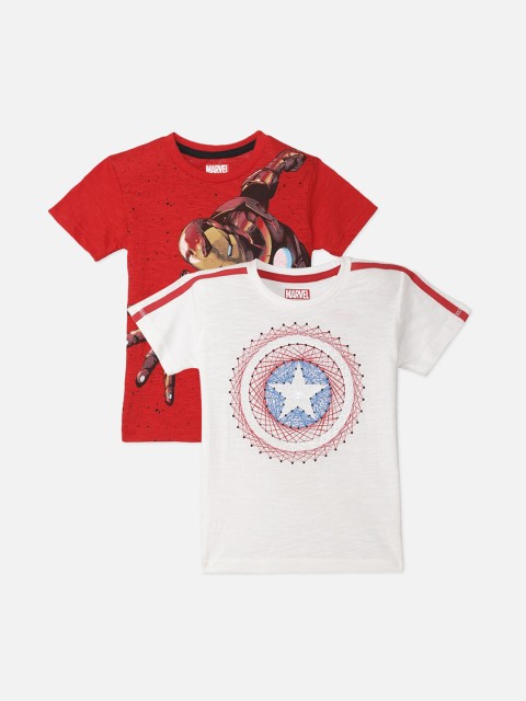 

Kids Ville Boys White & Red Pack of 2 Avengers Print T-shirt