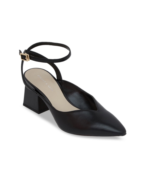 

CHARLES & KEITH Women Black Solid Block Heels