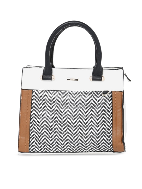 ALDO White & Black Self Design Handheld Bag