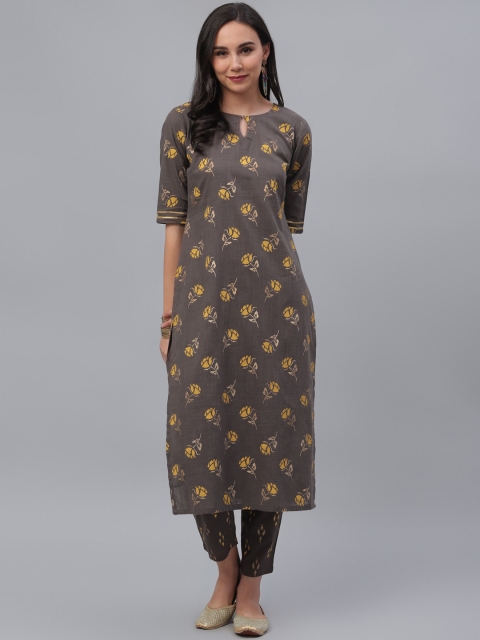 

GERUA Women Grey Printed Kurti with Trousers