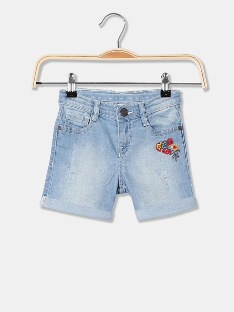

Cherokee Girls Blue Solid Slim Fit Denim Shorts