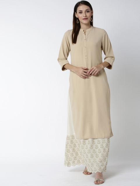 Soch Women Beige Solid A-Line Kurta