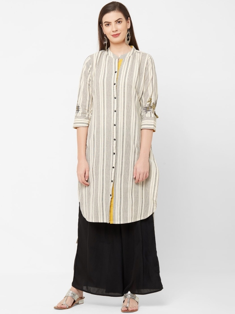 

Juliet Women Black & White Striped Straight Kurta