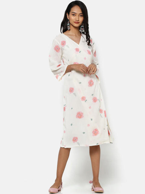 

Saaki Women Off-White Printed Wrap Dress