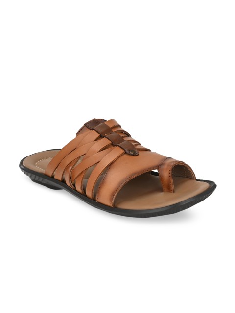 

Hitz Men Tan Brown Leather Comfort Sandals