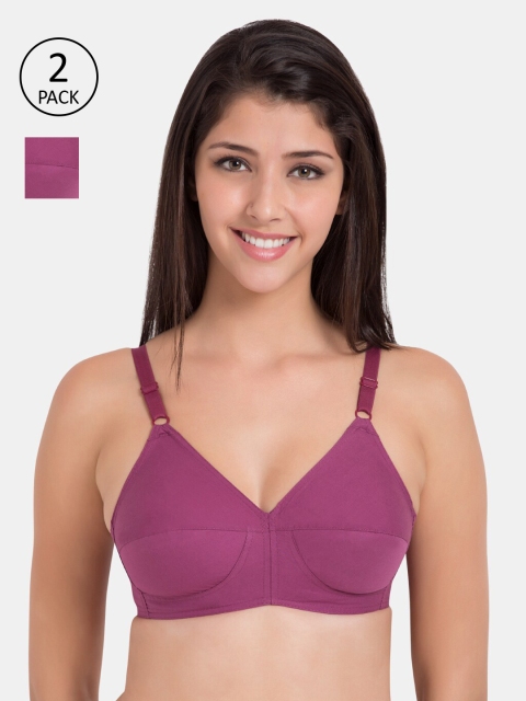 

Souminie Pack Of 3 Purple Solid Non-Wired Cotton Non Padded Everyday Bras SLY933-2PC-MG