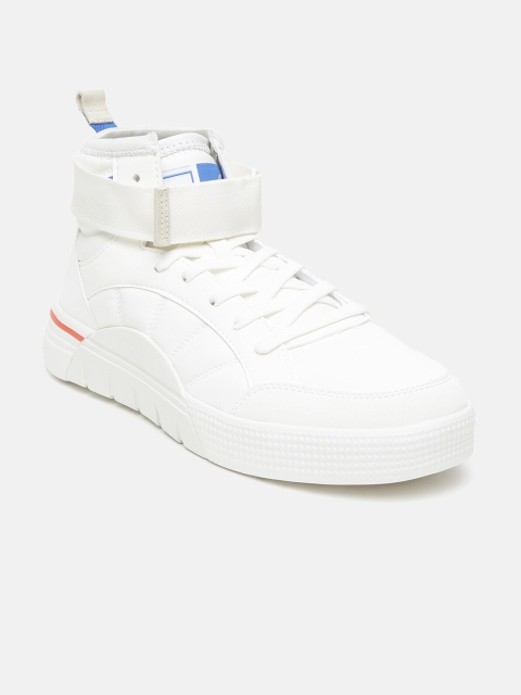

Xtep Men White Solid High-Top Sneakers