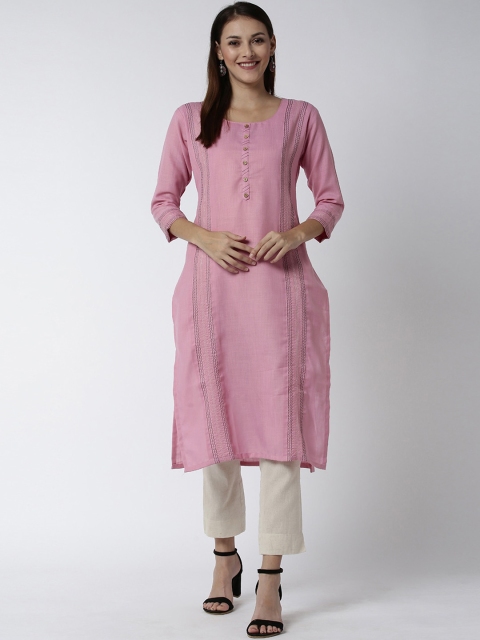 

Soch Women Pink Solid A-Line Kurta