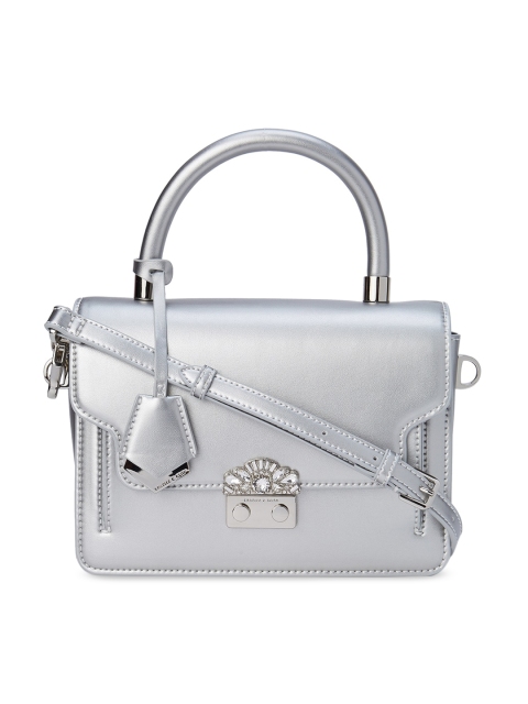 

CHARLES & KEITH Silver-Toned Solid Handheld Bag