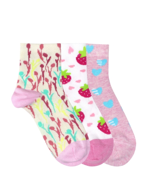 

Mustang Kids Pack Of 3 Patterned Above Ankle-Length Socks, Pink