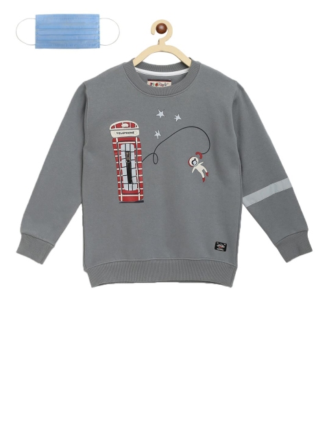 

Lil Tomatoes Boys Grey Printed Sweatshirt With Mask