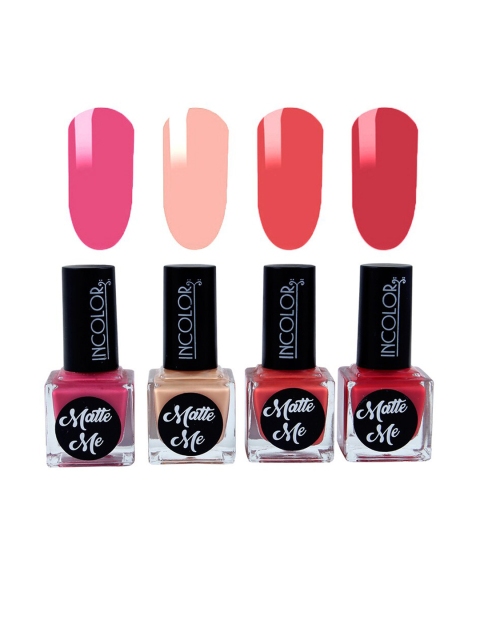 

INCOLOR Pack of 4 Matte Me Nail Paint 53 11 46 04 - 12 ml each, Multi