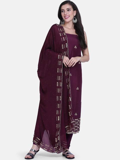 

BOMBAY SELECTIONS Purple & Silver-Coloured Art Silk Unstitched Dress Material