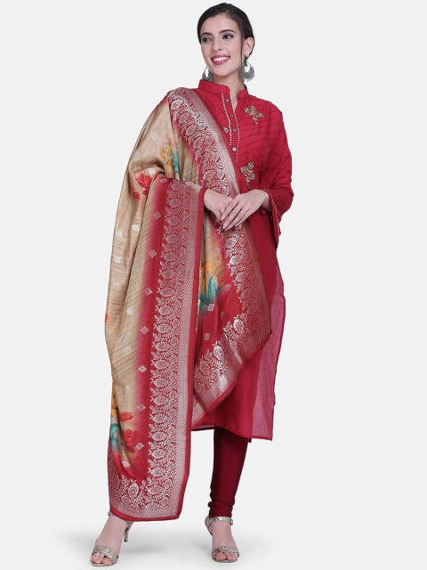 

BOMBAY SELECTIONS Maroon Cotton Blend Semi-Stitched Dress Material