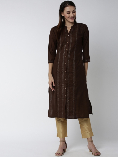 

Soch Women Brown Woven Design Straight Kurta